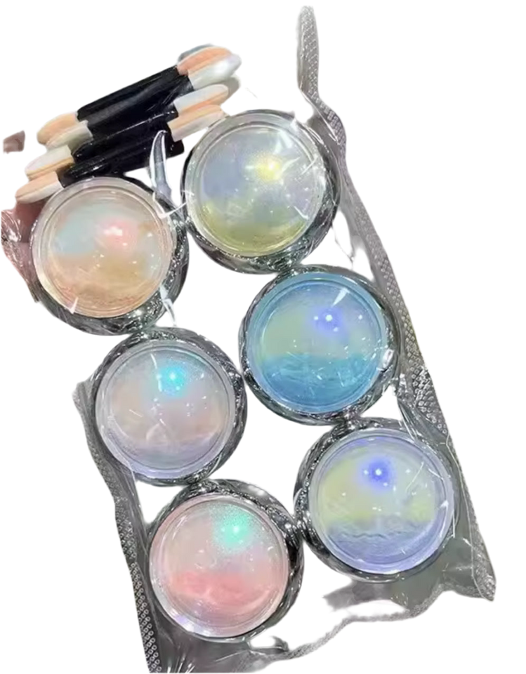 Aurora Nail Transparent Dipping Powder  Mermaid Effect Chrome Pigment Dust Manicu 6pcs/set