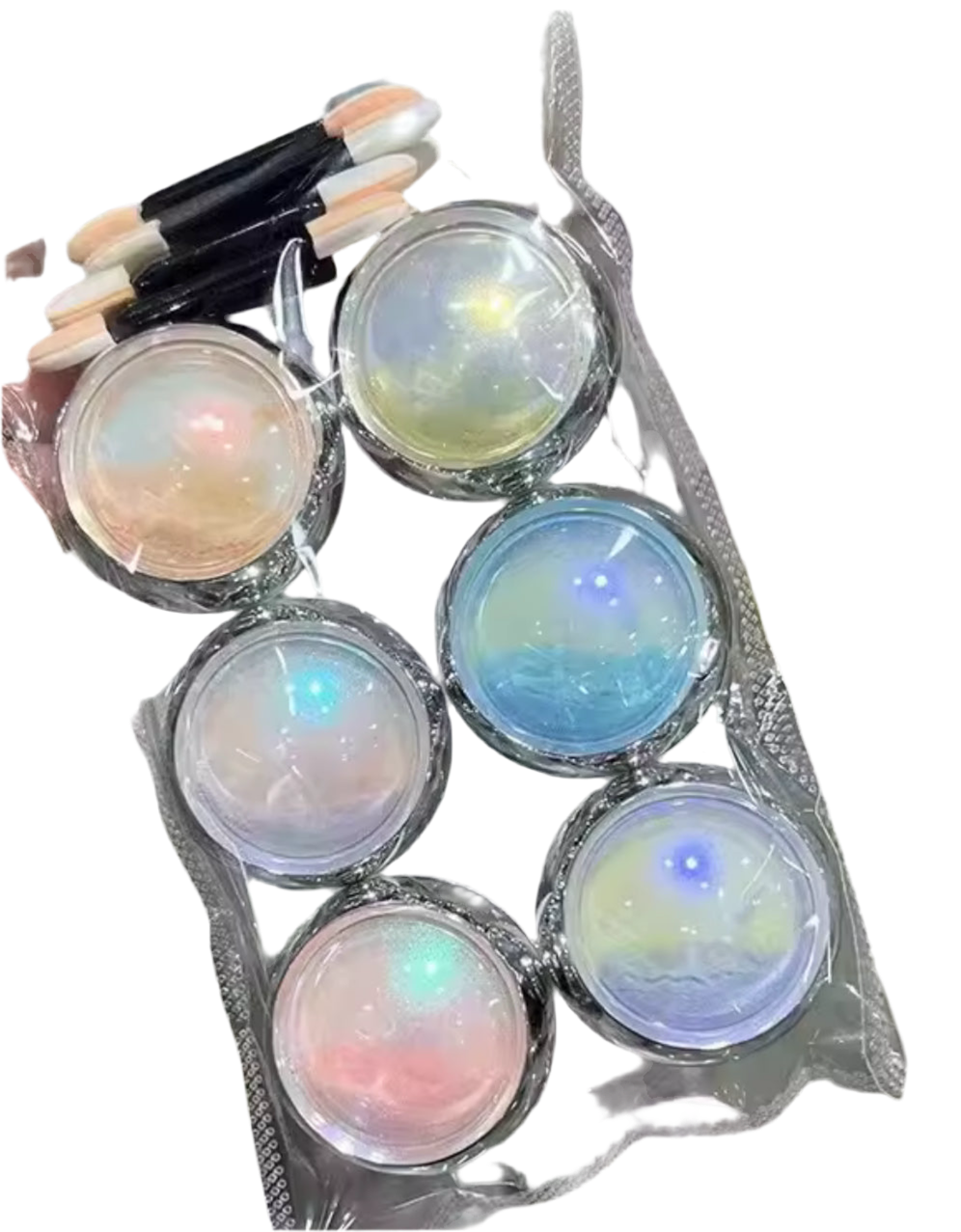 Aurora Nail Transparent Dipping Powder  Mermaid Effect Chrome Pigment Dust Manicu 6pcs/set