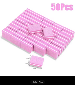 50pcs/set pink Double-sided Mini Nail File Blocks