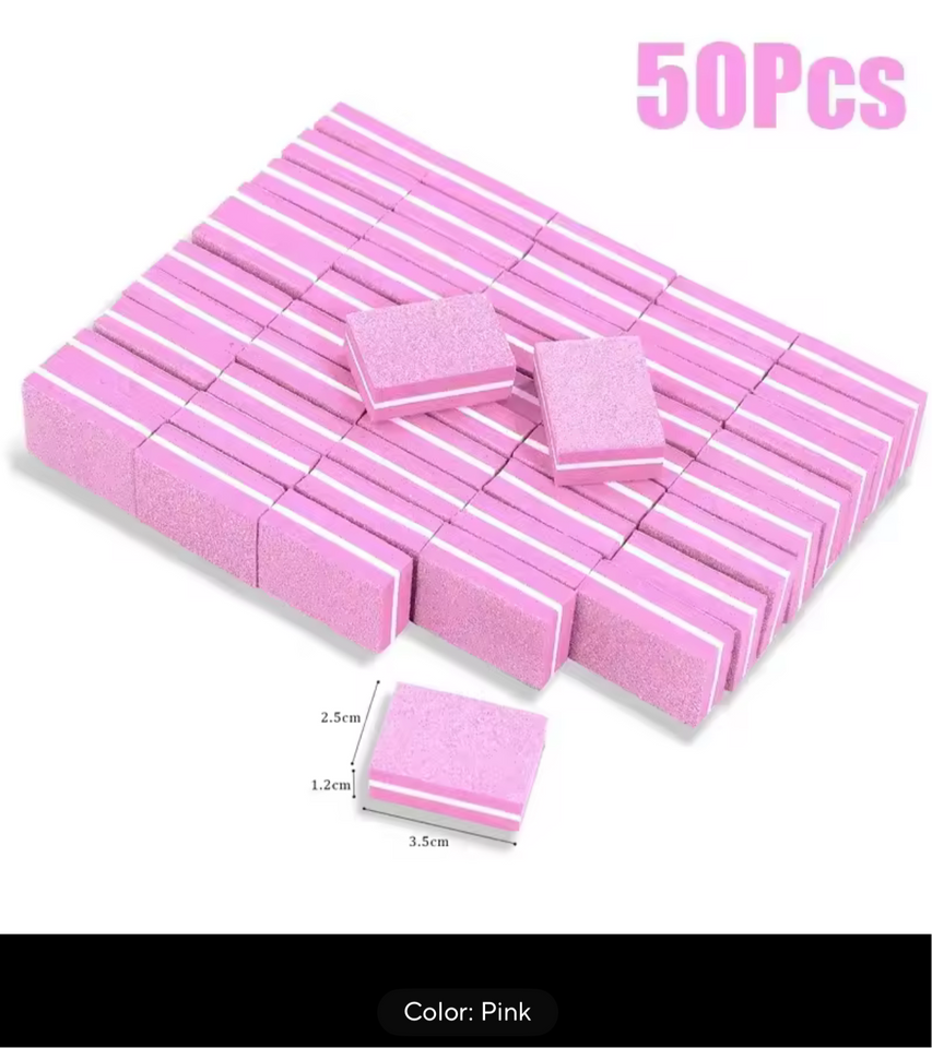 50pcs/set pink Double-sided Mini Nail File Blocks