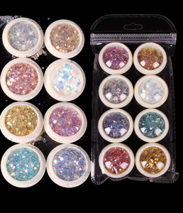 8-Colors Aurora Mermaid Chunky Hexagon Nail Sequin Shining Mixed Nail Glitter Flakes Irregular Paillette Mermaid Sparkly Flakes