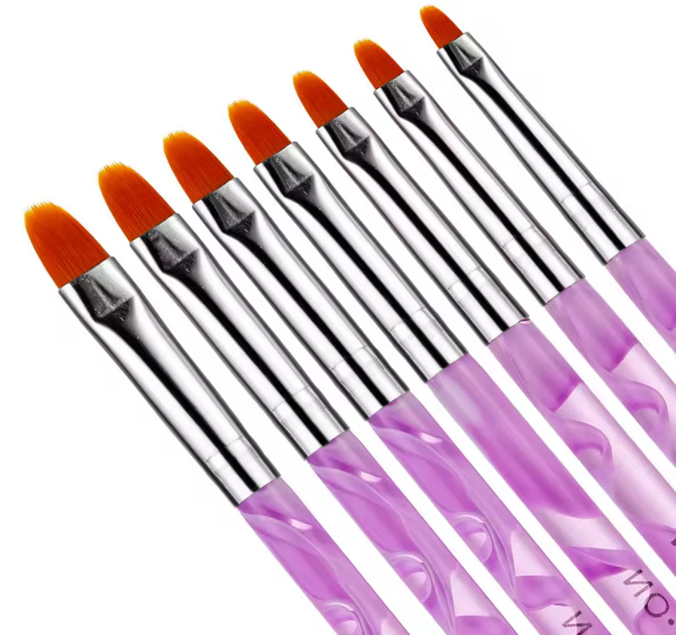 Set 7pcs Acrylic UV Gel polish nails art brush set .