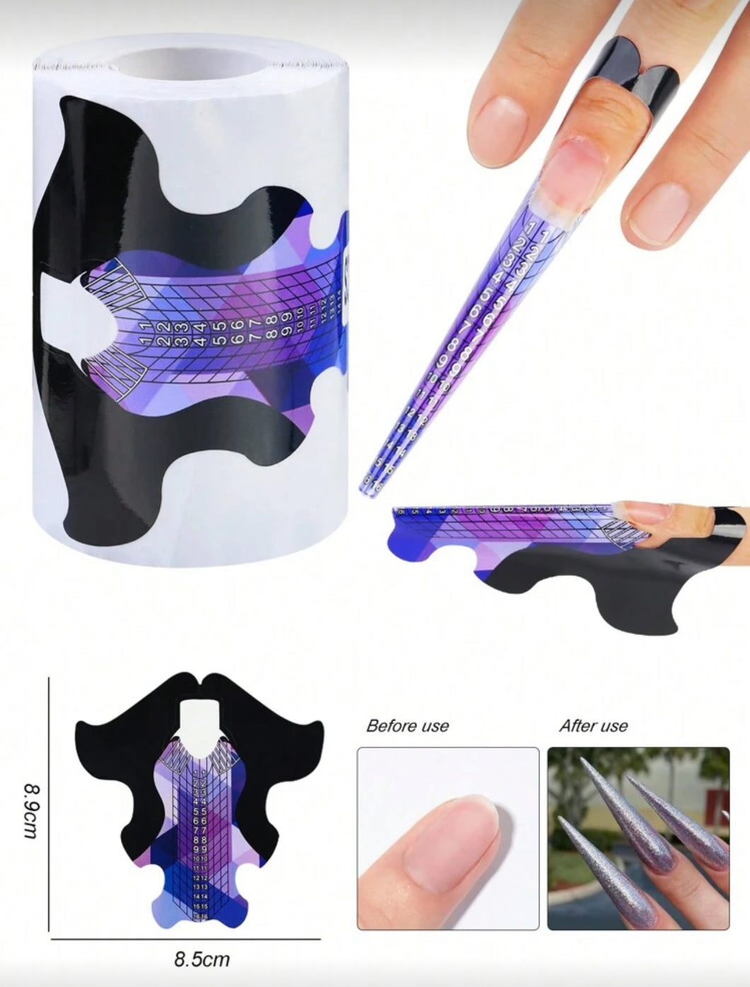 Rola 100 pcs șablon stiletto