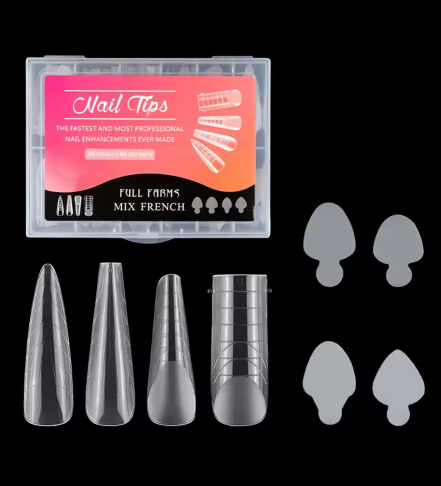 Clear Full Cover Duals Nail System Form French Tip Nail Stickers UV Gel Nail Art Mold Artificial Nail Tips for Extension