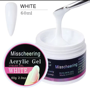 Extension Nail Gel Polish White Varnish Acrylic Powder Liquid, 60g(tpo free)