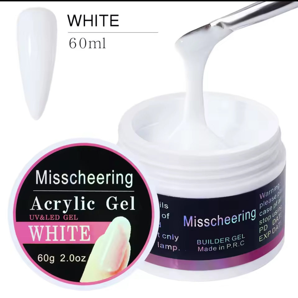 Extension Nail Gel Polish White Varnish Acrylic Powder Liquid, 60g(tpo free)