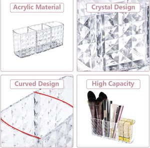 Makeup Organiser, 3 Slots Clear Acrylic Makeup Brush Holder