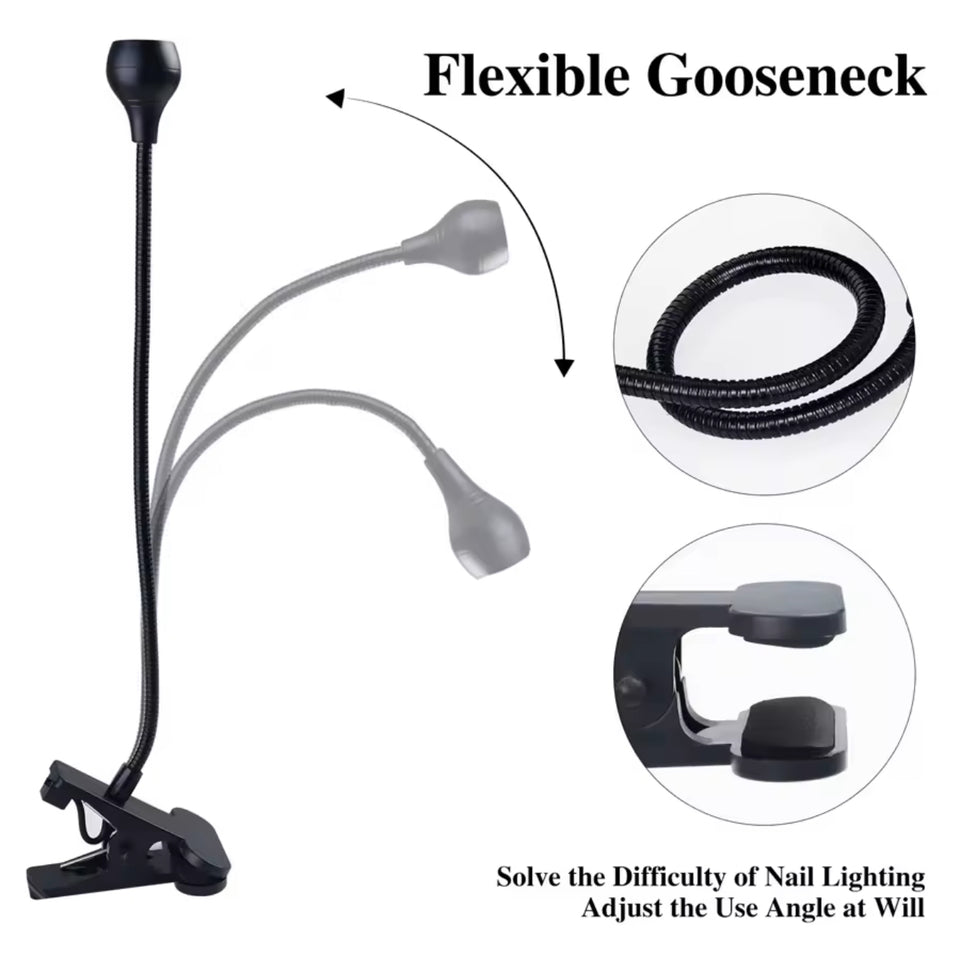 5W LED UV Gel Nail Curing Lamp with Clip And Flexible Tube