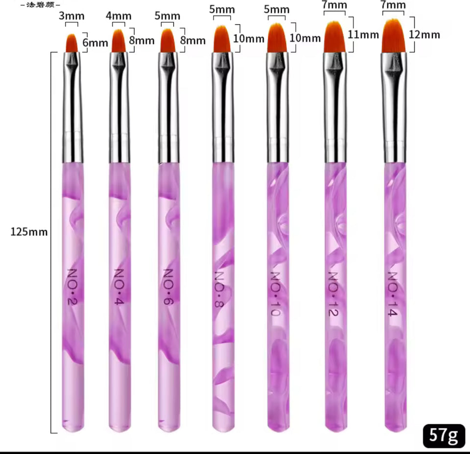 Set 7pcs Acrylic UV Gel polish nails art brush set .