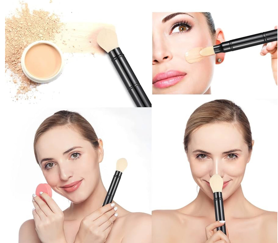 Falliny Makeup Brushes, Dual-ended Retractable Foundation Powder Sunscreen